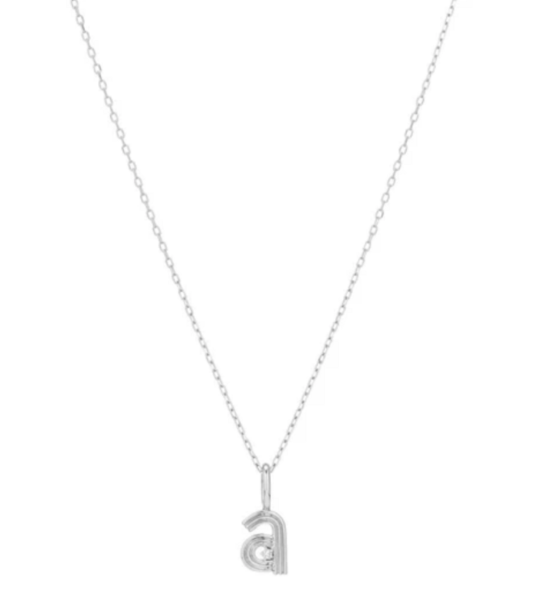 Adina Reyter SILVER Groovy Diamond Initial Mini Charm