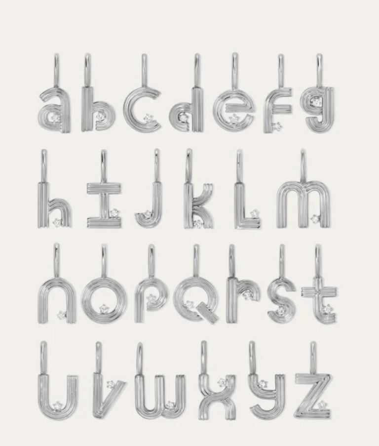 Adina Reyter SILVER Groovy Diamond Initial Mini Charm