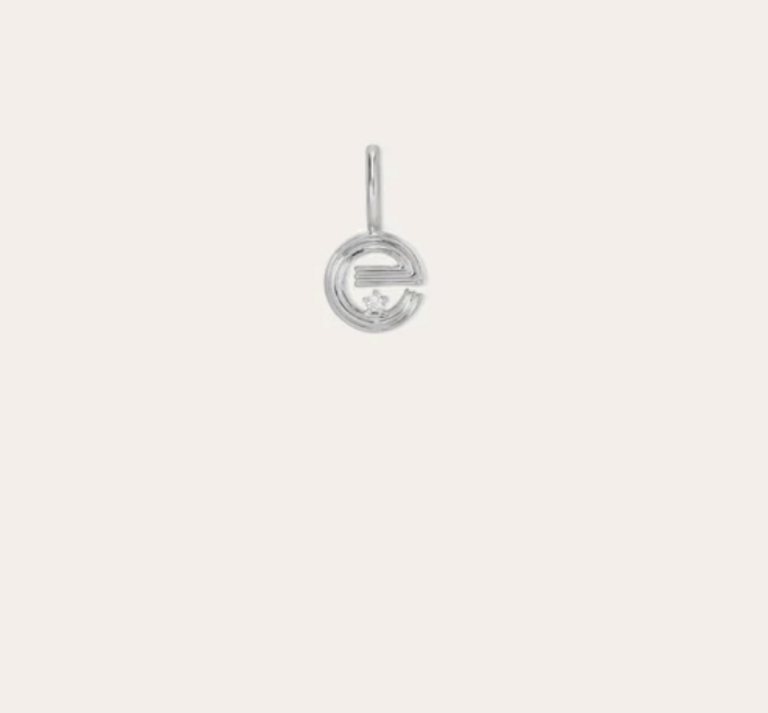 Adina Reyter SILVER Groovy Diamond Initial Mini Charm