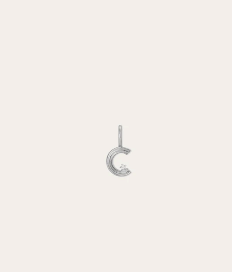 Adina Reyter SILVER Groovy Diamond Initial Mini Charm