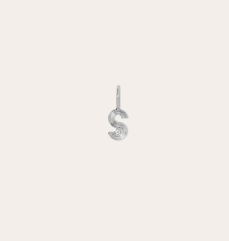 Adina Reyter SILVER Groovy Diamond Initial Mini Charm