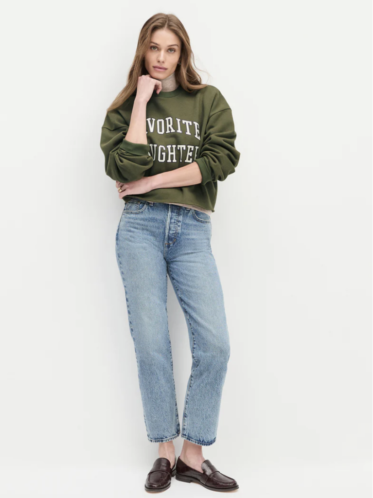 Favorite Daughter Cropped Collegiate Sweatshirt / H. Grey