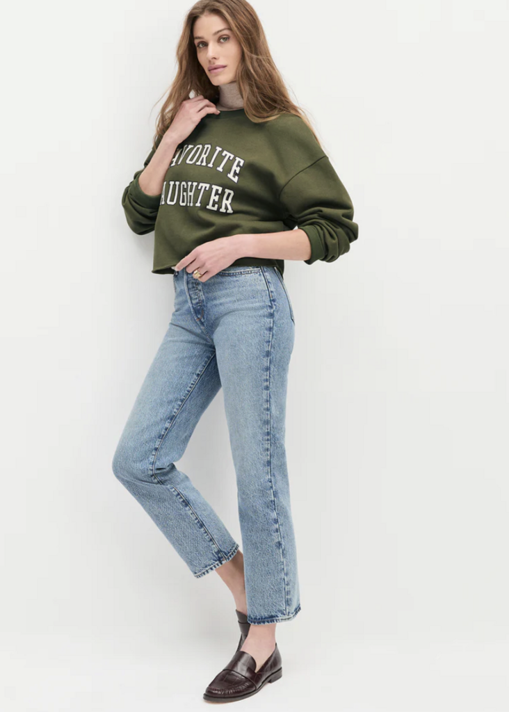 Favorite Daughter Cropped Collegiate Sweatshirt / H. Grey
