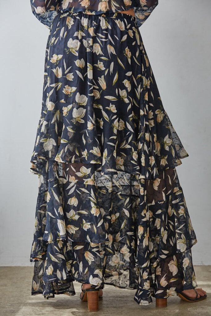 By Together Aether Bloom Ruffle Maxi Skirt