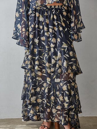 By Together Aether Bloom Ruffle Maxi Skirt