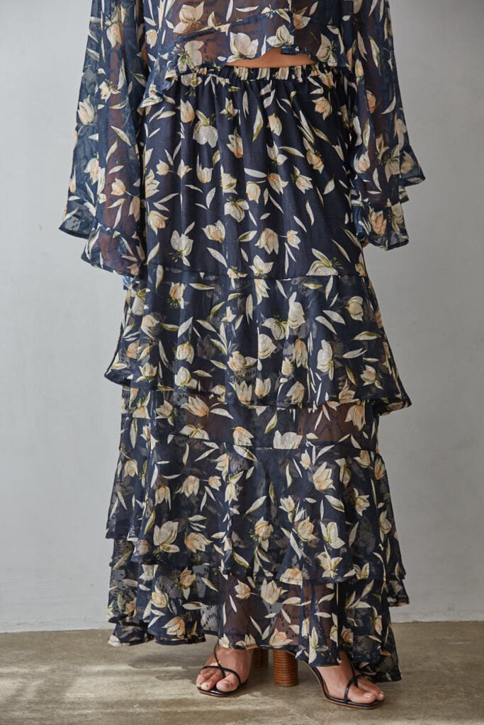 By Together Aether Bloom Ruffle Maxi Skirt