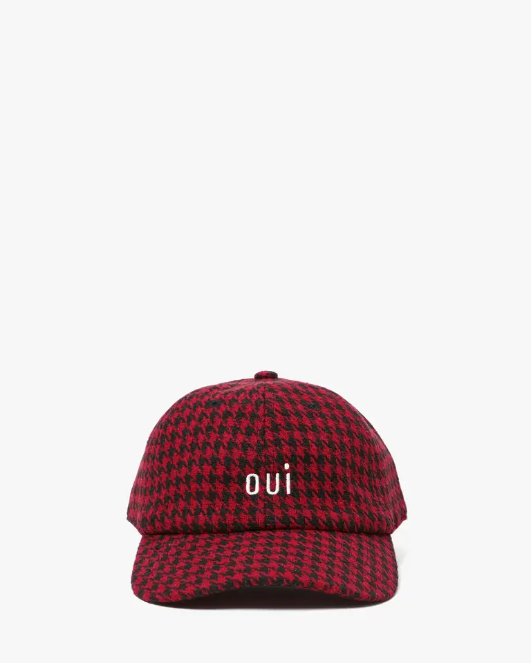 Clare V. Petit Oui Houndstooth Baseball Hat