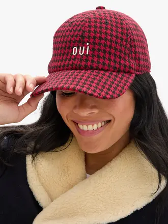 Clare V. Petit Oui Houndstooth Baseball Hat