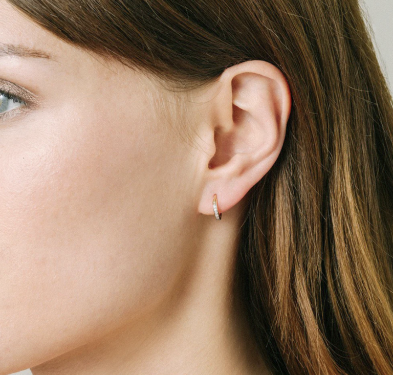 Adina Reyter Pavé Huggie Hoops Silver