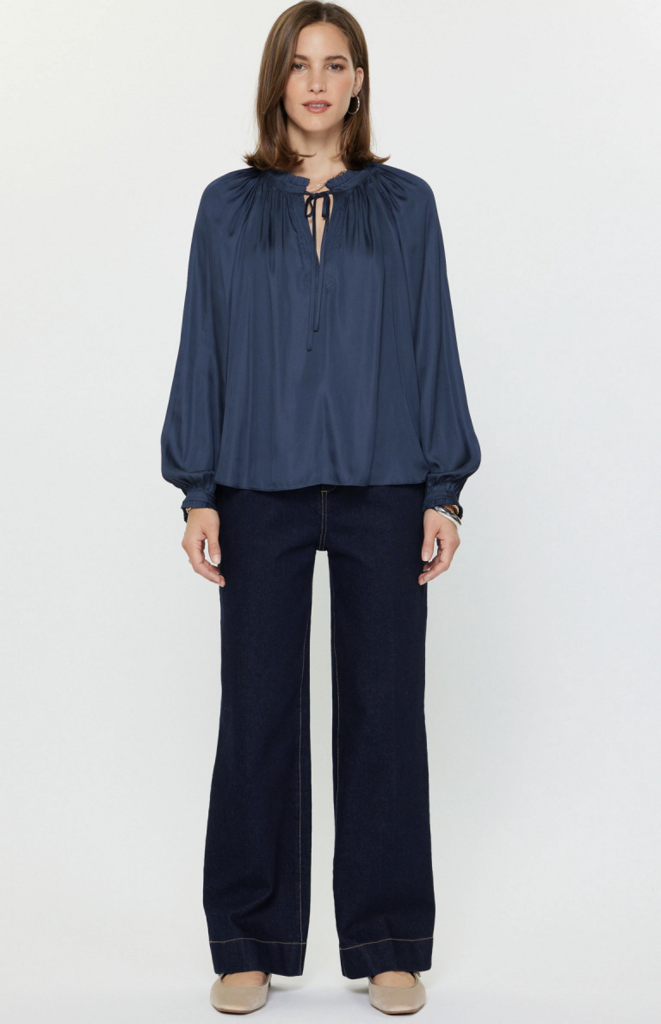 Current Air Split Neck Ruffle Blouse