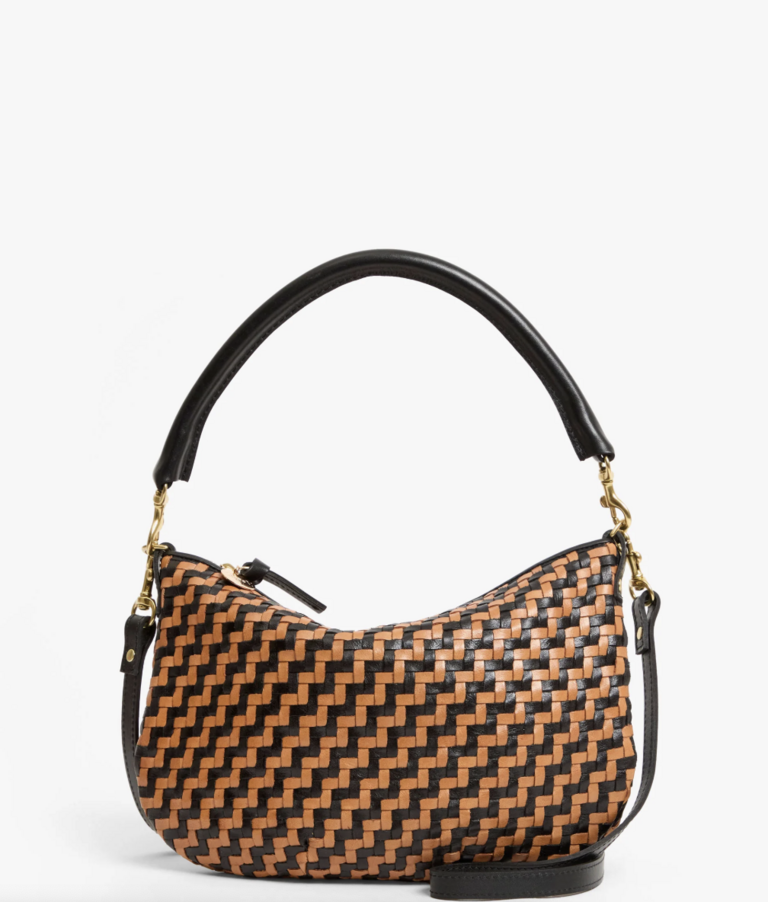 Clare V. Petit Moyen Woven ZigZag Black/Natural