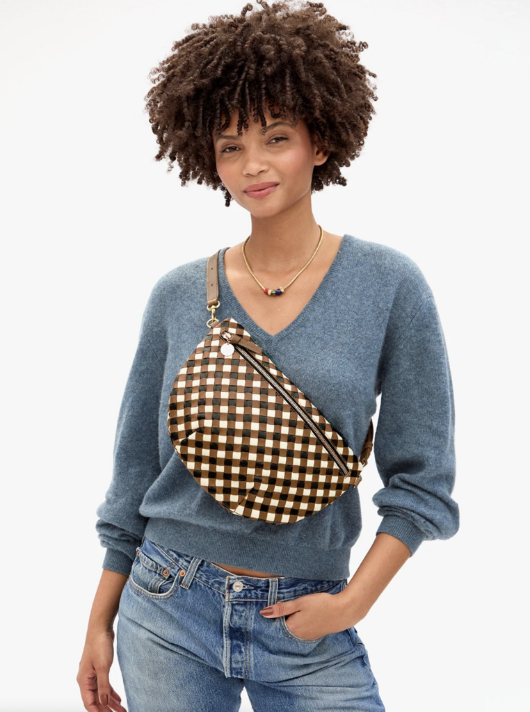 Clare V. Grande Fanny Oat Gingham Woven