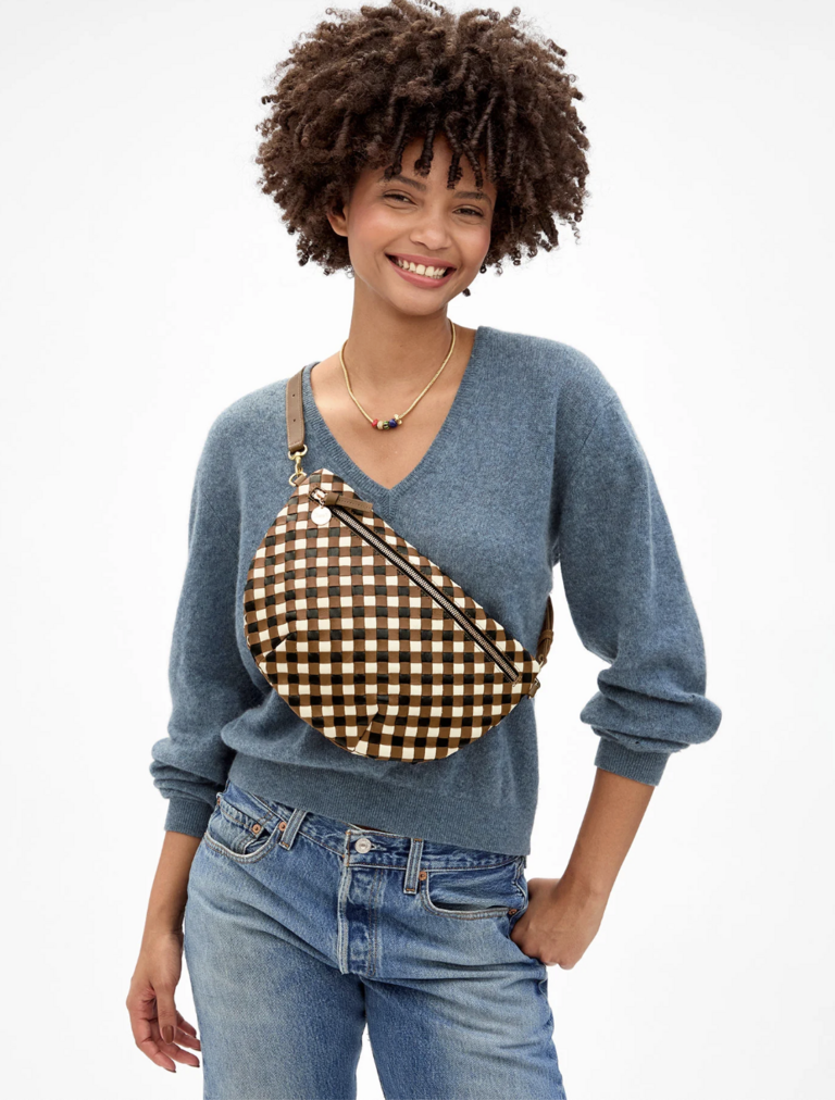 Clare V. Grande Fanny Oat Gingham Woven