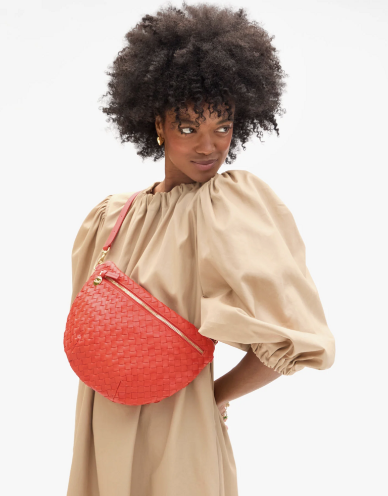 Clare V. Grande Fanny - Medium Woven Diagonal