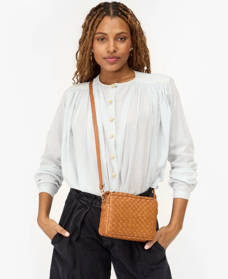 Clare V. Midi Sac Woven Checker