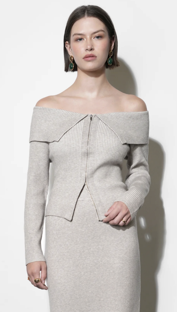 Greylin Hazel OTS Zip Knit Top