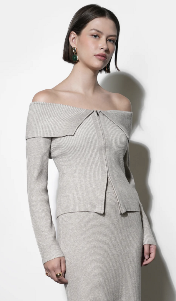 Greylin Hazel OTS Zip Knit Top