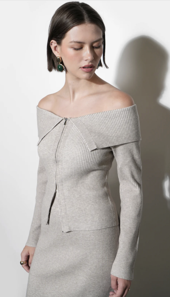 Greylin Hazel OTS Zip Knit Top