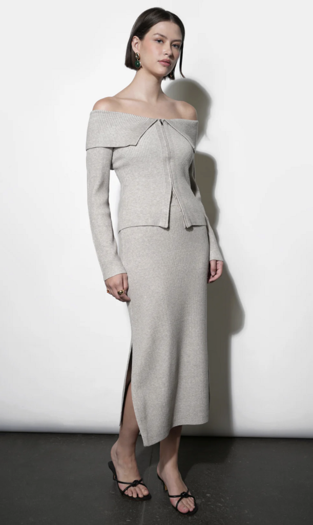 Greylin Hazel OTS Zip Knit Top