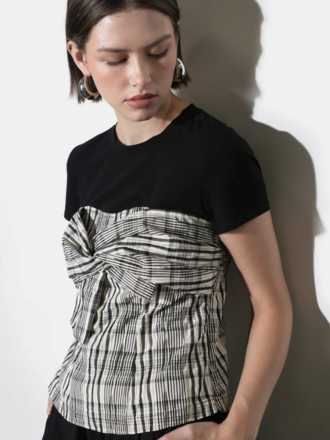 Greylin Nadia Knit Combo Twist Front Top