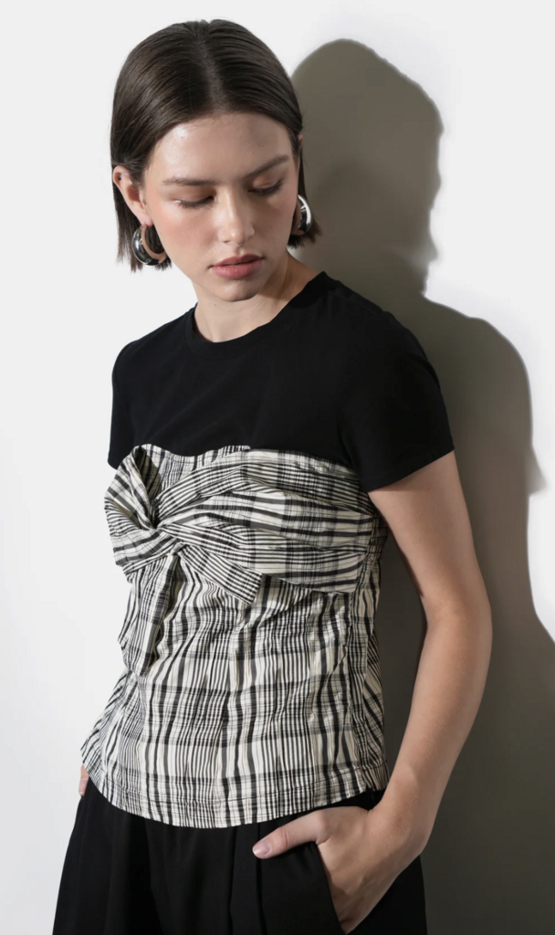 Greylin Nadia Knit Combo Twist Front Top