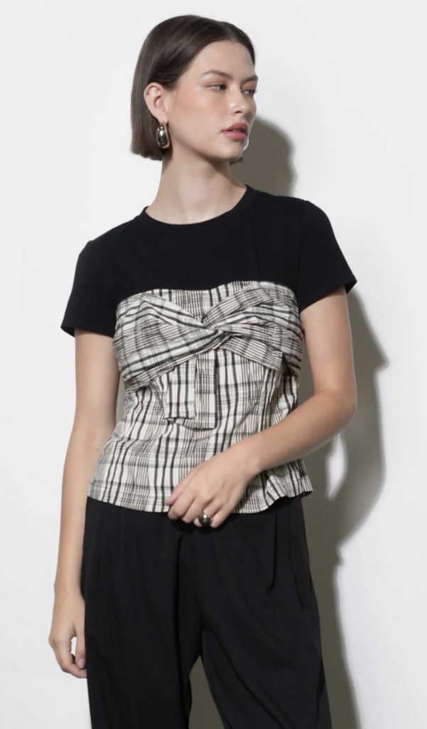 Greylin Nadia Knit Combo Twist Front Top