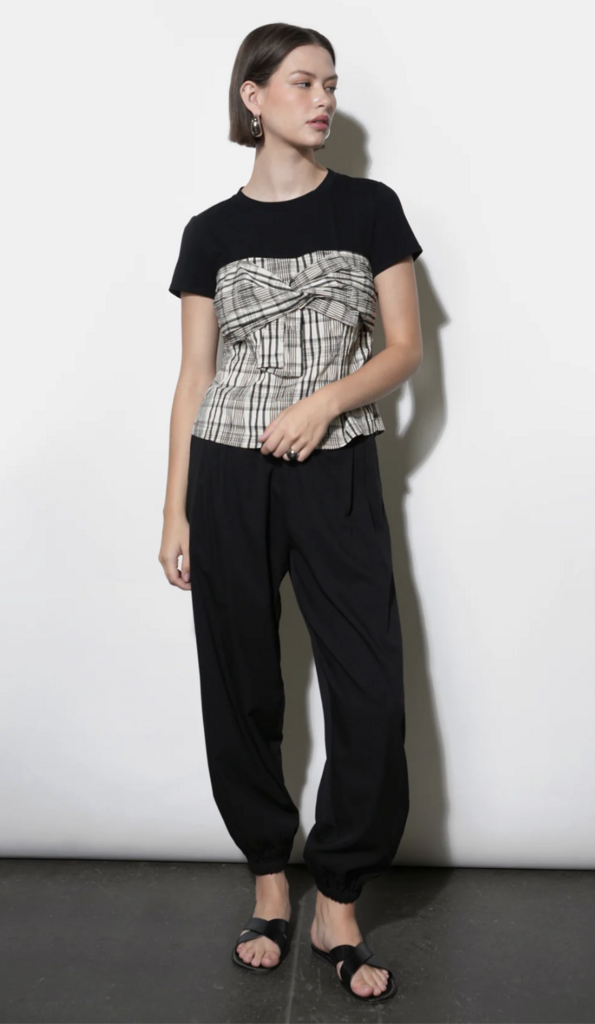 Greylin Nadia Knit Combo Twist Front Top