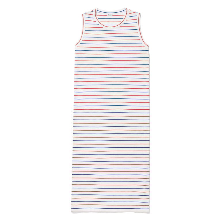 Kule The Tank Dress - White/Blue/Poppy Pinstripe