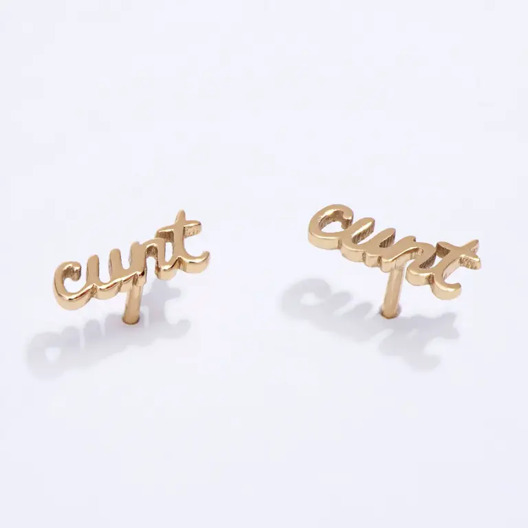 Cunt Script Stud Earrings