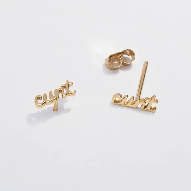 Cunt Script Stud Earrings