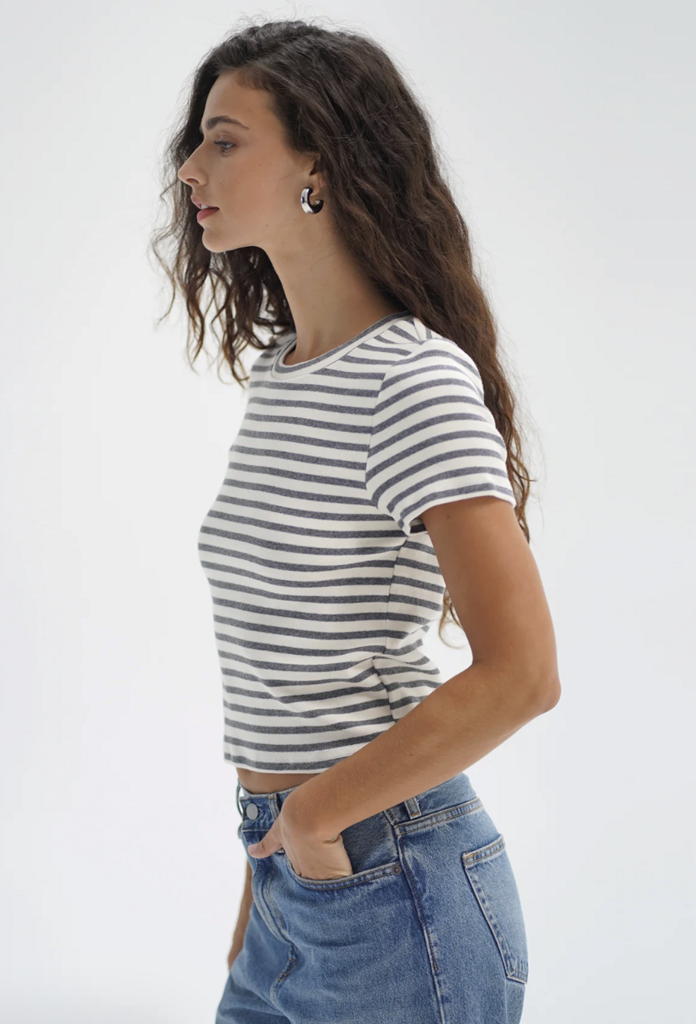 LNA Dillon Tee in Greyscale Stripe