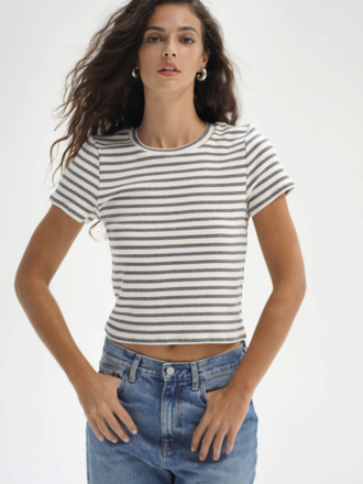 LNA Dillon Tee in Greyscale Stripe