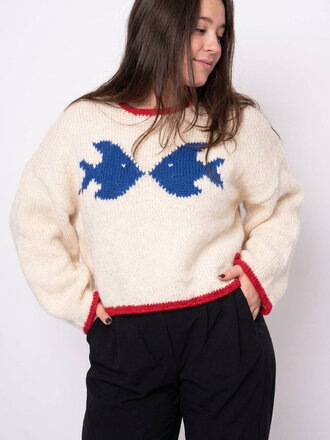 RD Style Pisces Kissing Fish Crewneck