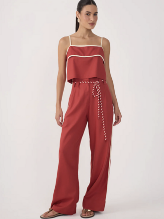 Dress To Clothing Contrast Trouser w/ Rope Belt