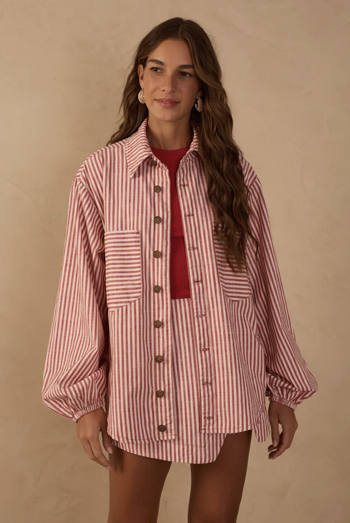 Dress To Clothing Striped Twill Shacket