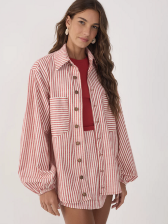 Dress To Clothing Striped Twill Shacket