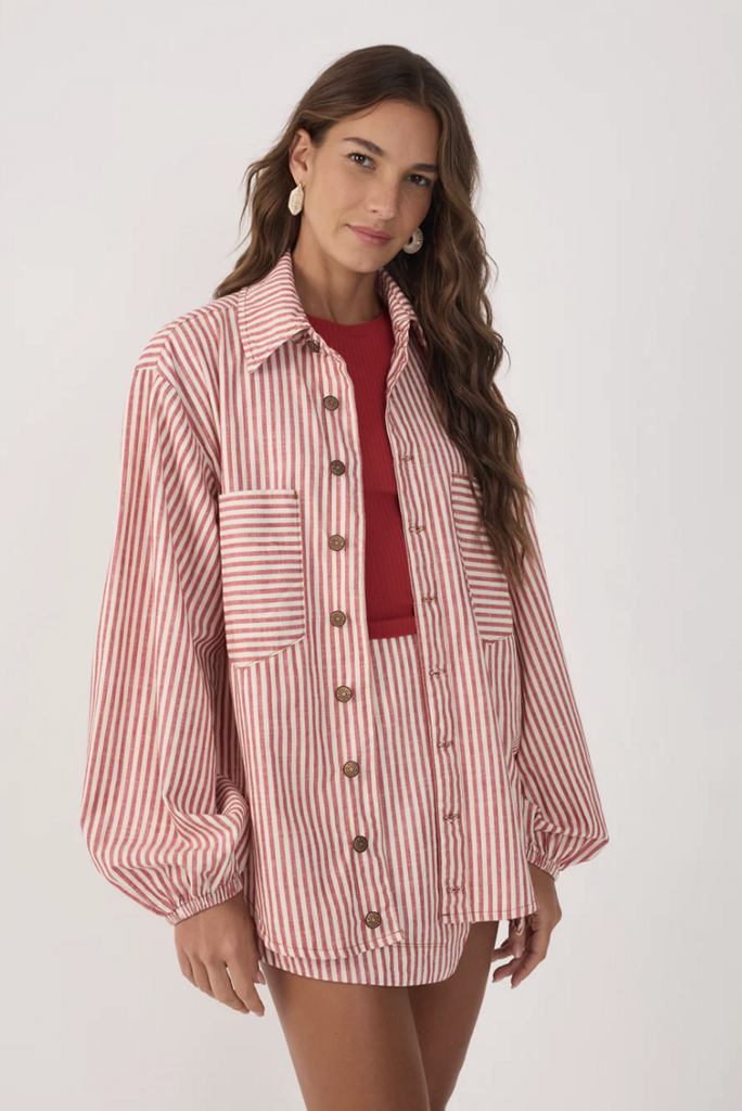 Dress To Clothing Striped Twill Shacket