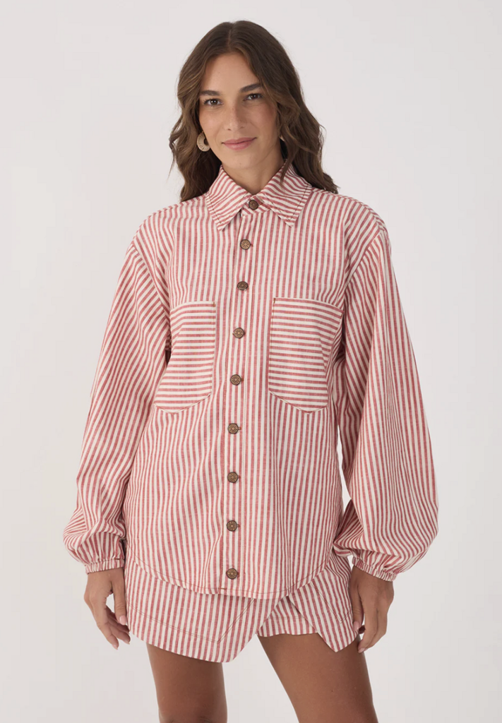 Dress To Clothing Striped Twill Shacket