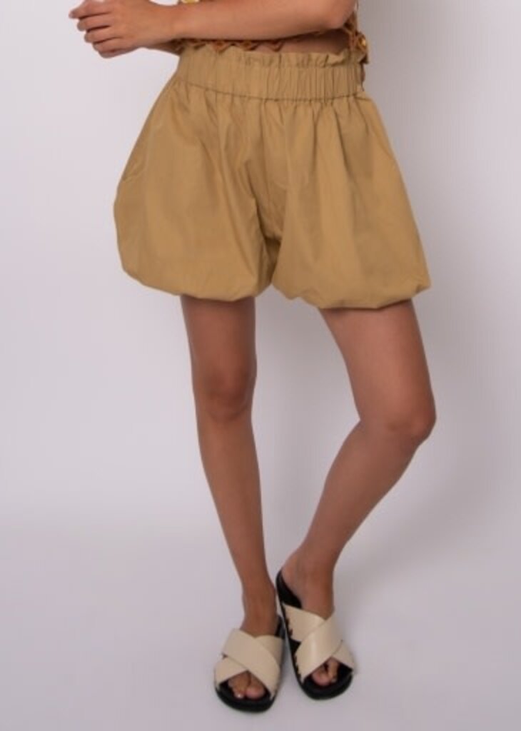RD STYLE | HEDGE KARA LT WEIGHT TWILL PULL ON BUBBLE SHORT-TAN