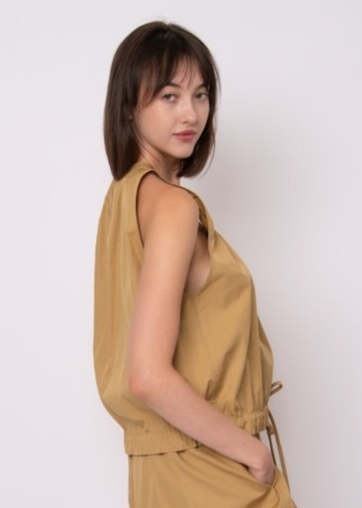 RD STYLE | HEDGE KAREN LT WEIGHT TWILL TOP-TAN