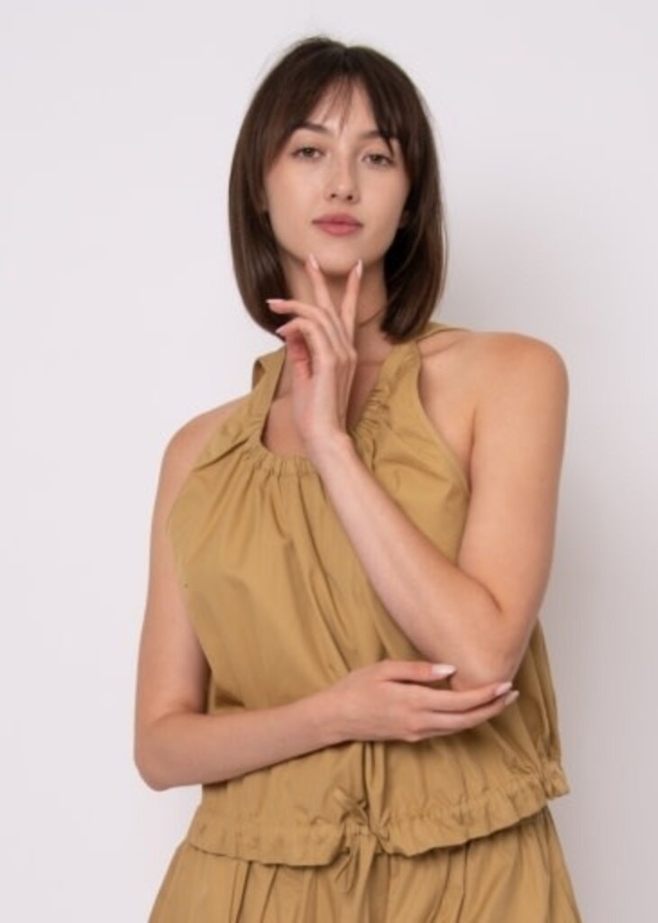 RD STYLE | HEDGE KAREN LT WEIGHT TWILL TOP-TAN