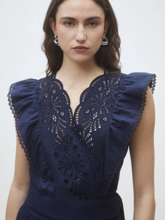 Suncoo Lila Emb. Slvls Top