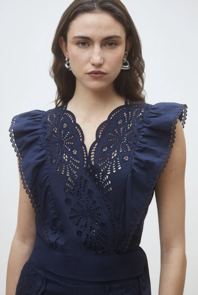 Suncoo Lila Emb. Slvls Top