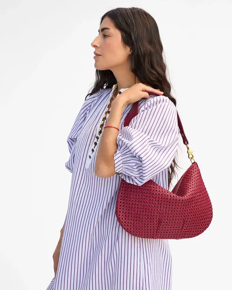 Clare V. Moyen Messenger Rattan in Plummy