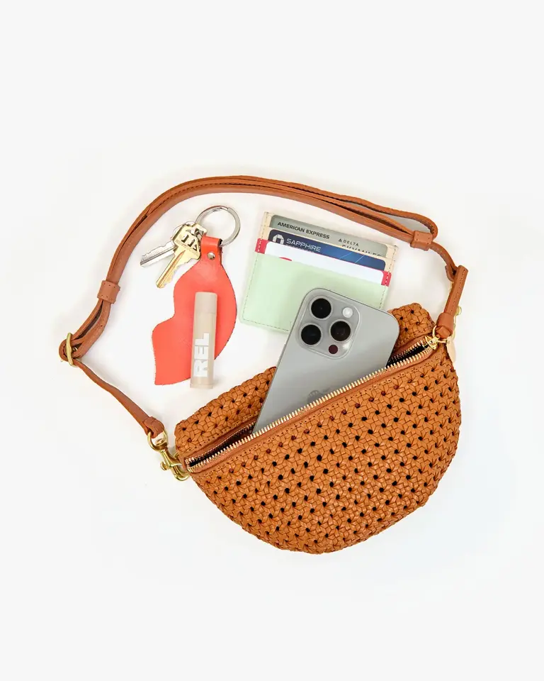 Clare V. Petite Fanny Rattan in Tan