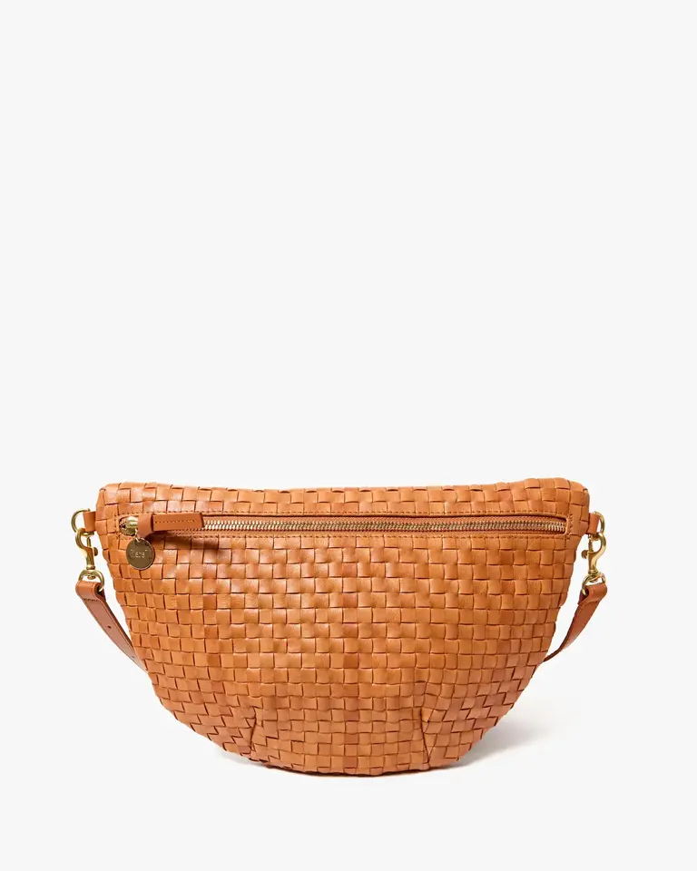 Clare V. Grande Fanny Woven Checker in Natural