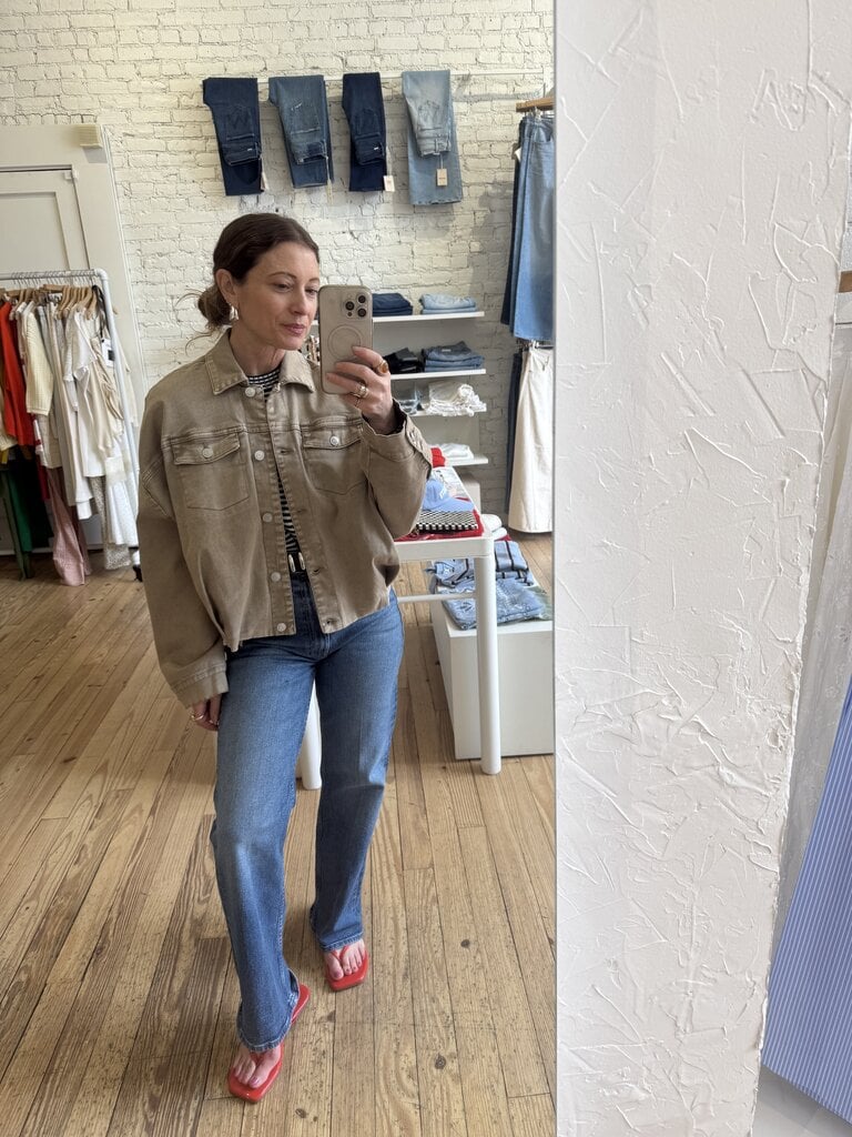 RD STYLE | HEDGE RUMI STRETCH TWILL LS BUTTON UP BUBBLE JACKET-SAND