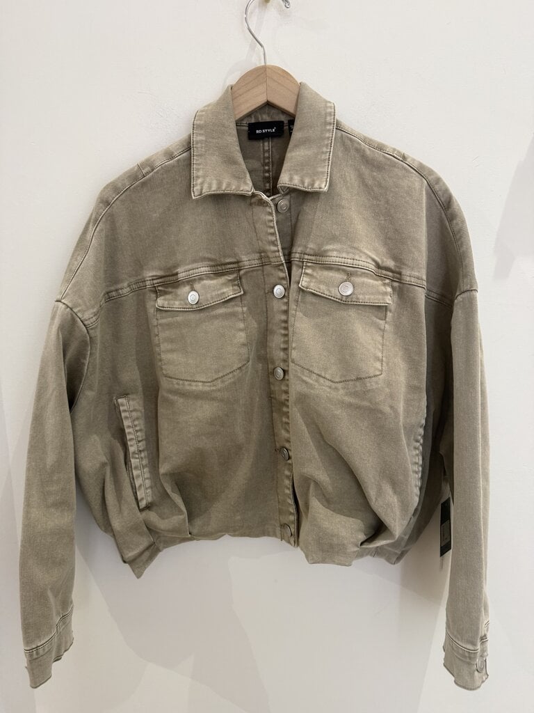 RD STYLE | HEDGE RUMI STRETCH TWILL LS BUTTON UP BUBBLE JACKET-SAND