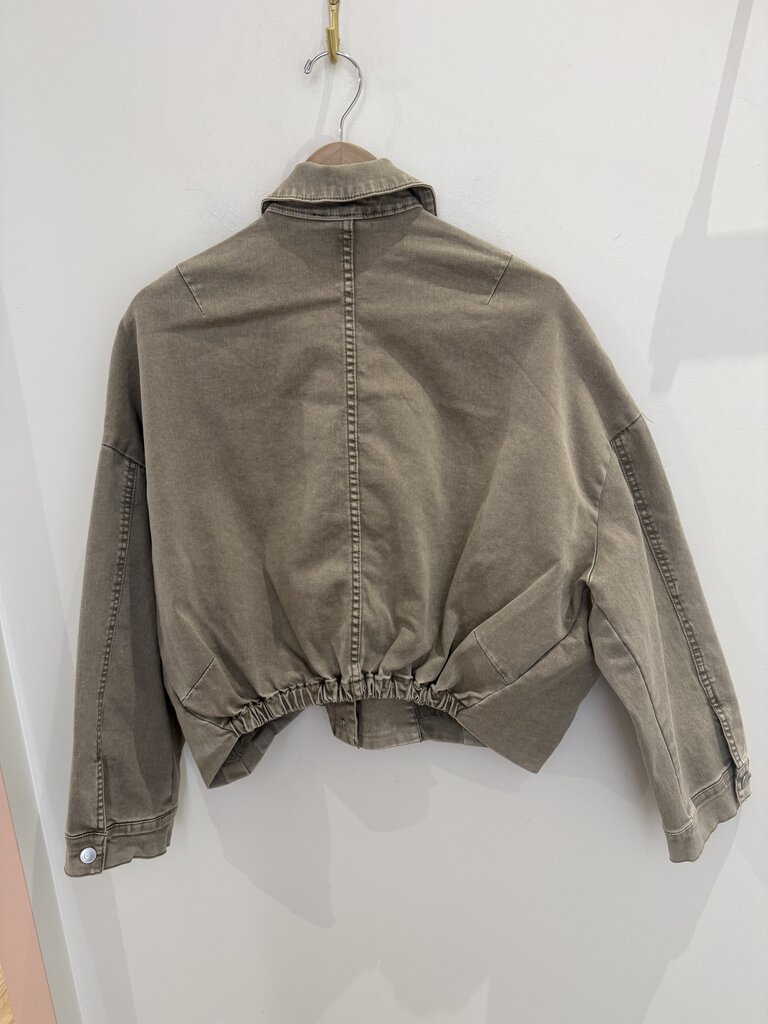 RD STYLE | HEDGE RUMI STRETCH TWILL LS BUTTON UP BUBBLE JACKET-SAND