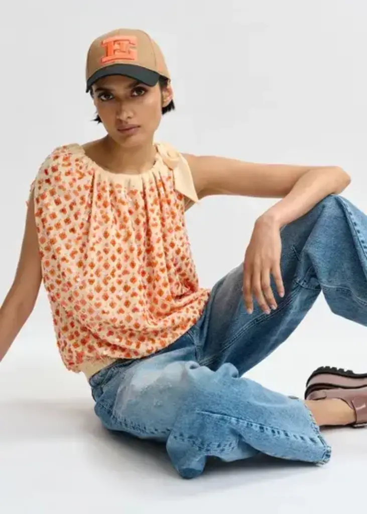 Essentiel Antwerp Jocelyn Sequin Smocked Top